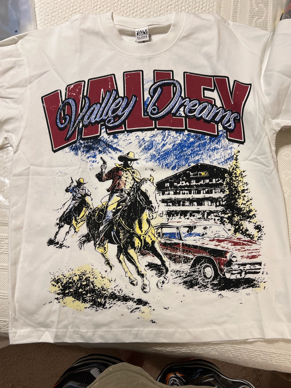 XL VALLEY  Cowboy Graphic Short Sleeve Tee with rhinestones